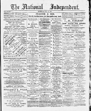 cover page of National Independent and People's Advocate published on May 11, 1889