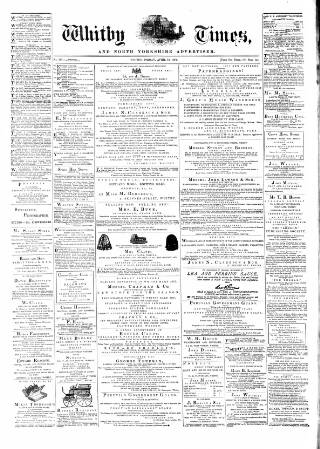 cover page of Whitby Times, and North Yorkshire Advertiser published on April 13, 1877