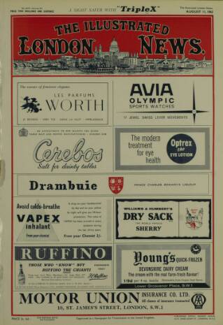 cover page of Illustrated London News published on August 11, 1962