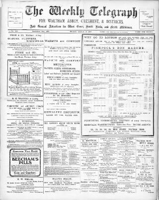 cover page of Waltham Abbey and Cheshunt Weekly Telegraph published on March 15, 1907