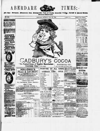 cover page of Aberdare Times published on June 25, 1892