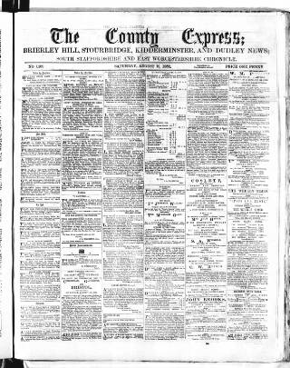 cover page of County Express; Brierley Hill, Stourbridge, Kidderminster, and Dudley News published on August 12, 1882