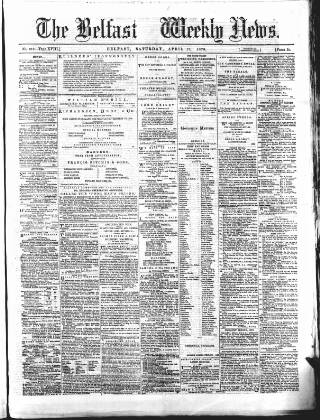 cover page of Belfast Weekly News published on April 19, 1873