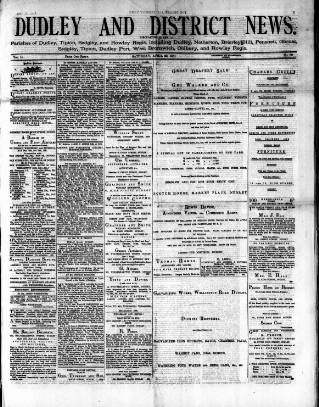 cover page of Dudley and District News published on April 23, 1881