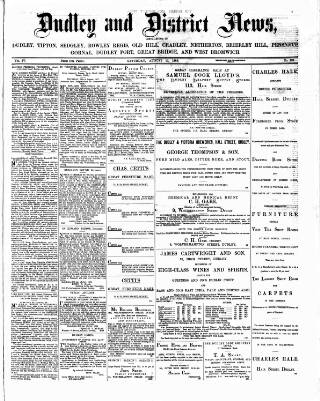 cover page of Dudley and District News published on August 11, 1883