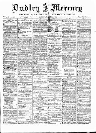 cover page of Dudley Mercury, Stourbridge, Brierley Hill, and County Express published on April 27, 1889