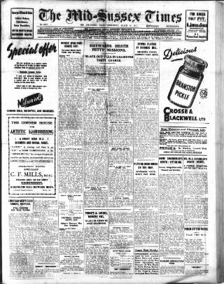 cover page of Mid Sussex Times published on March 29, 1944