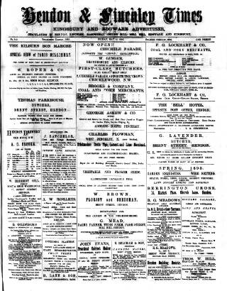 cover page of Hendon & Finchley Times published on May 12, 1893