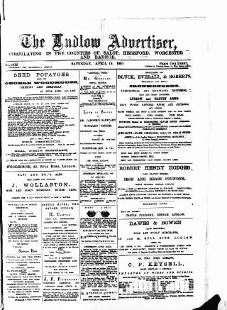 cover page of Ludlow Advertiser published on April 19, 1890
