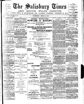 cover page of The Salisbury Times published on April 23, 1887