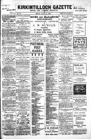cover page of Kirkintilloch Gazette published on April 24, 1908