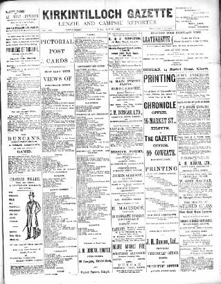 cover page of Kirkintilloch Gazette published on April 18, 1913