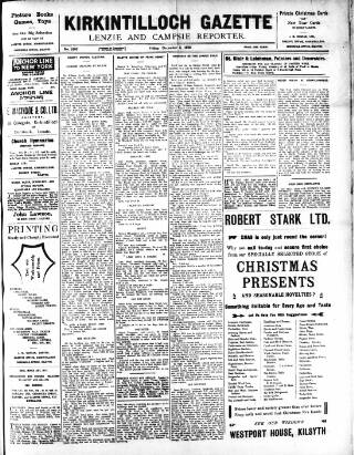cover page of Kirkintilloch Gazette published on December 2, 1932