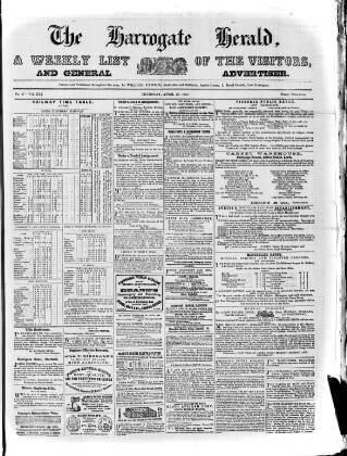 cover page of Harrogate Herald published on April 23, 1857