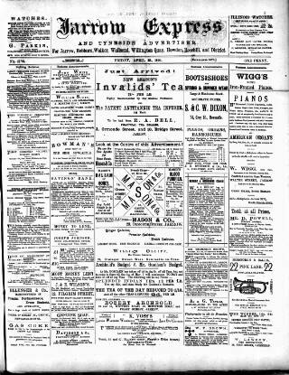 cover page of Jarrow Express published on April 25, 1890