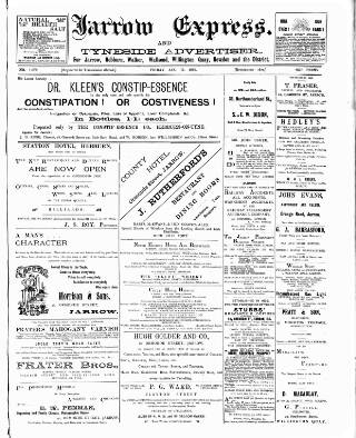cover page of Jarrow Express published on August 11, 1899