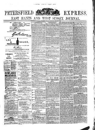 cover page of Petersfield Express published on April 22, 1879