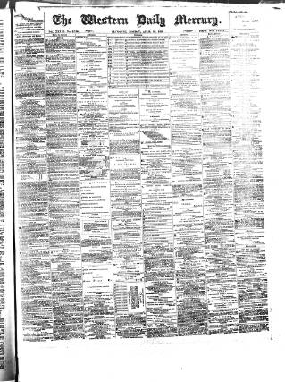 cover page of Western Daily Mercury published on April 26, 1880