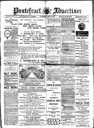 cover page of Pontefract Advertiser published on April 25, 1891