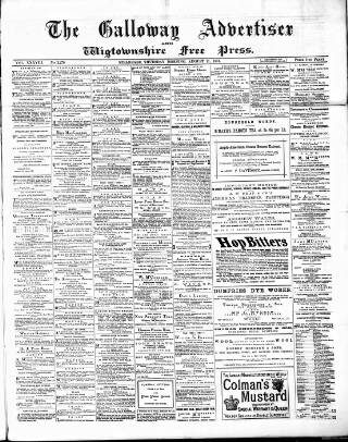 cover page of Galloway Advertiser and Wigtownshire Free Press. published on August 11, 1881