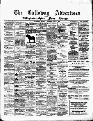 cover page of Galloway Advertiser and Wigtownshire Free Press published on April 16, 1885