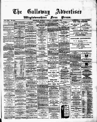 cover page of Galloway Advertiser and Wigtownshire Free Press published on December 3, 1885