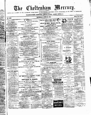 cover page of Cheltenham Mercury published on April 25, 1874
