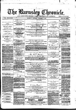 cover page of Barnsley Chronicle published on December 5, 1874