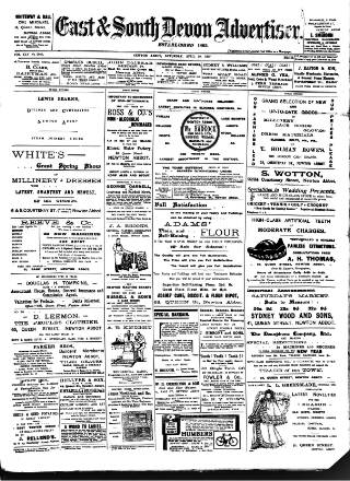 cover page of East & South Devon Advertiser. published on April 20, 1907