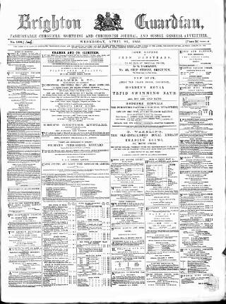 cover page of Brighton Guardian published on April 26, 1865