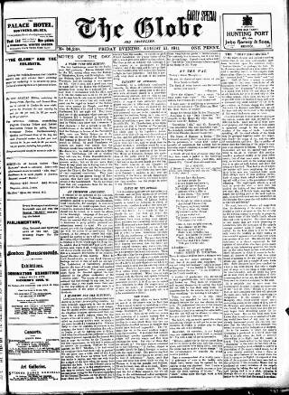 cover page of Globe published on August 11, 1911