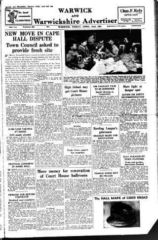 cover page of Warwick and Warwickshire Advertiser published on April 23, 1954