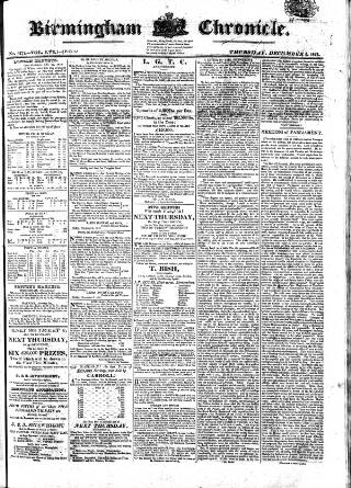 cover page of Birmingham Chronicle published on December 2, 1819