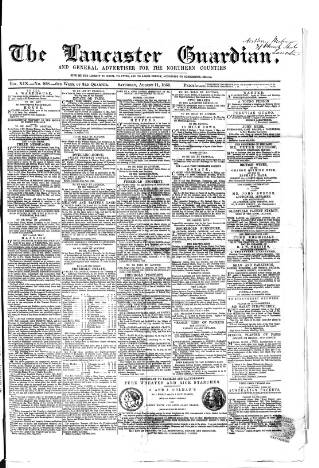 cover page of Lancaster Guardian published on August 11, 1855