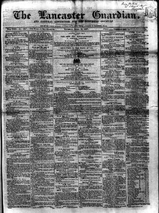 cover page of Lancaster Guardian published on April 25, 1857