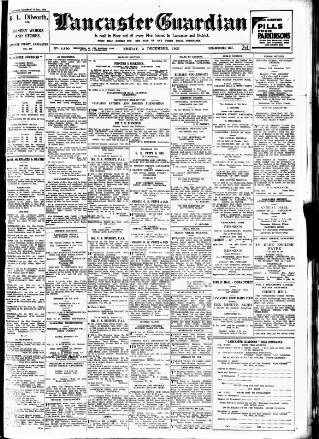 cover page of Lancaster Guardian published on December 3, 1937