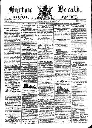 cover page of Buxton Herald published on August 13, 1857