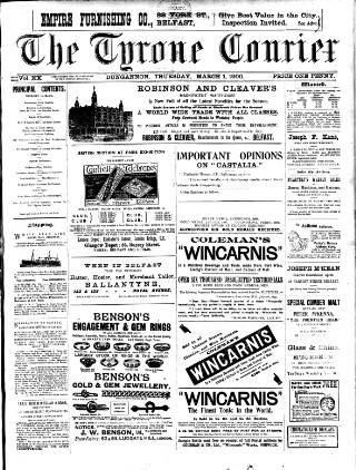 cover page of Tyrone Courier published on March 1, 1900