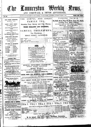 cover page of Launceston Weekly News, and Cornwall & Devon Advertiser. published on March 5, 1864