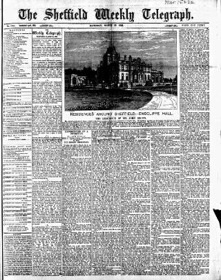 cover page of Sheffield Weekly Telegraph published on March 29, 1884