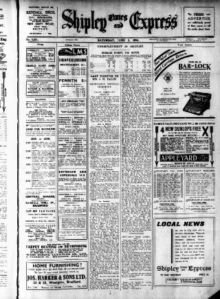 cover page of Shipley Times and Express published on June 2, 1934