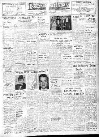cover page of Roscommon Herald published on May 2, 1953