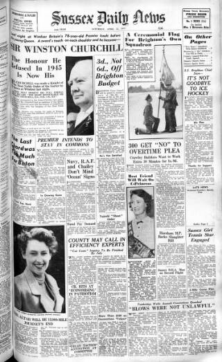 cover page of Sussex Daily News published on April 25, 1953