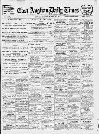 cover page of East Anglian Daily Times published on March 29, 1915