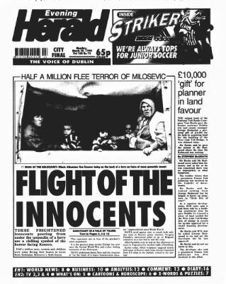 cover page of Evening Herald (Dublin) published on March 29, 1999