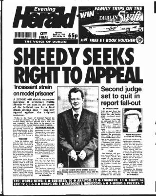 cover page of Evening Herald (Dublin) published on April 19, 1999