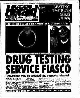 cover page of Evening Herald (Dublin) published on August 11, 1999