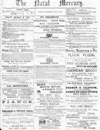 cover page of Natal Mercury published on May 2, 1878
