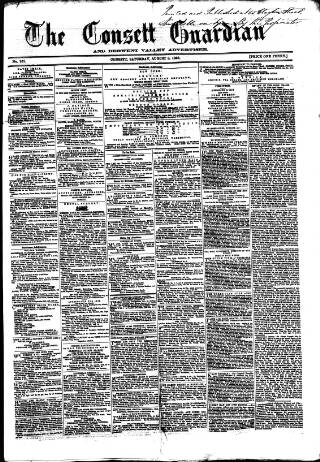 cover page of Consett Guardian published on August 8, 1863