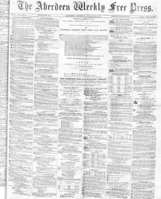 cover page of Aberdeen Weekly Free Press published on August 10, 1872